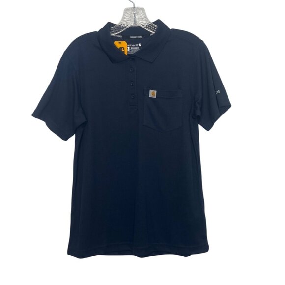 Carhartt Force Relaxed Fit Polo Shirt Womens Medium Blue New Moisture Wicking - Picture 2 of 11